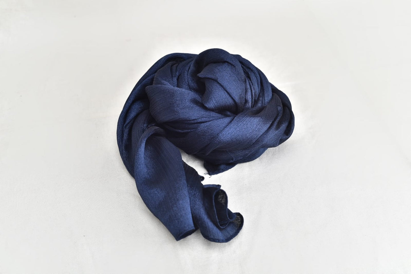 Sky Navy Blue Crinkle Silk Hijab –  Subtle Shine, Ultimate Comfort